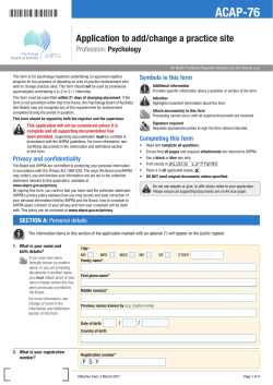 ACAP-76 - Psychology Board of Australia