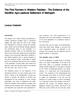 The First Farmers in Western Pakistan : The Evidence of the