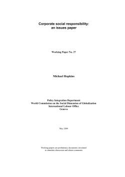 Corporate social responsibility: an issues paper