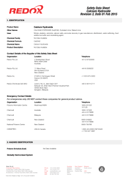 Redox Pty Ltd - Safety Data Sheet Calcium Hydroxide Revision 3
