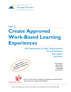 Create Approved Work-Based Learning Experiences