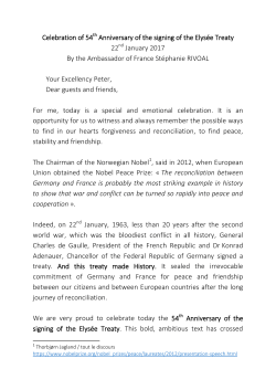 The French Ambassador`s Speech at the Peace and Reconciliation