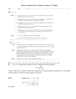 Physics 41 Homework Set 2 Chapter 16