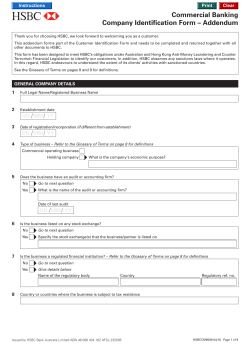 Commercial Banking Company Identification Form