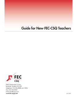 Guide for New FEC-CSQ Teachers - Centrale des syndicats du