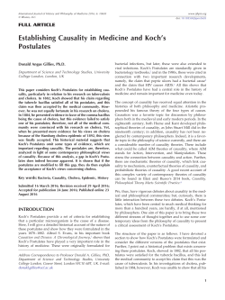 Establishing Causality in Medicine and Koch`s Postulates