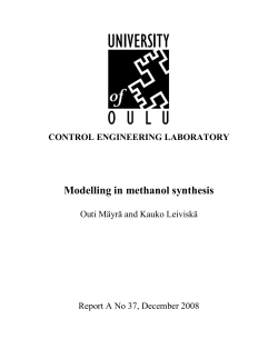 Modelling in methanol synthesis