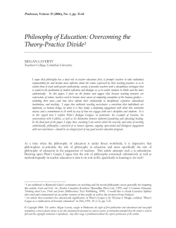 Philosophy of Education: Overcoming the Theory