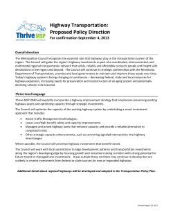 Highway Transportation: Proposed Policy Direction