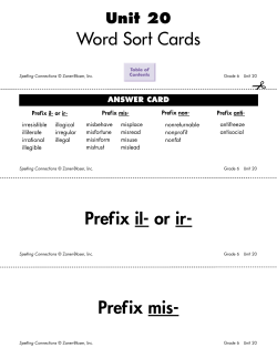 Prefix mis- Word Sort Cards Prefix il- or ir - First Lutheran-WELS