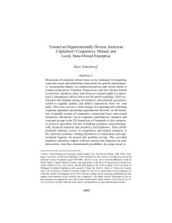 Toward an Organizationally Diverse American Capitalism