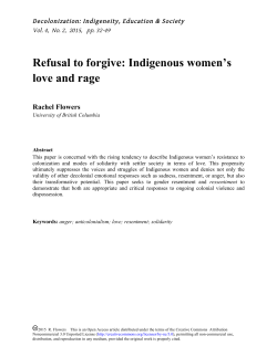 Refusal to forgive: Indigenous women`s love and rage