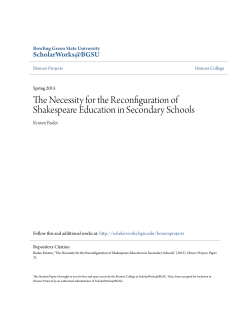 The Necessity for the Reconfiguration of Shakespeare Education in