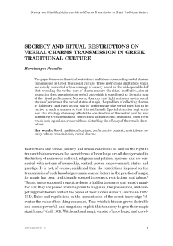Secrecy and Ritual Restrictions on Verbal Charms Transmission in
