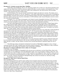 Shays`s Rebellion Worksheet