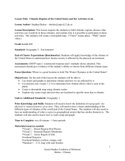 Lesson Title: Climatic Regions of the United States