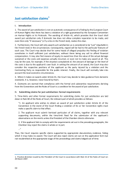Just satisfaction claims - European Court of Human Rights