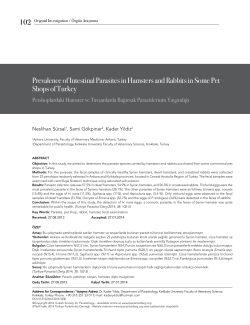Prevalence of Intestinal Parasites in Hamsters and Rabbits in Some