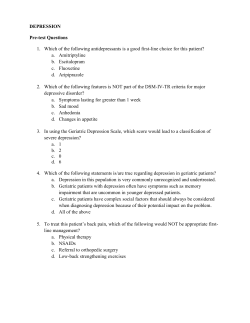 DEPRESSION Pre-test Questions 1. Which of the following
