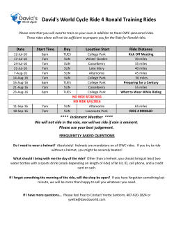 David`s World Cycle Ride 4 Ronald Training Rides