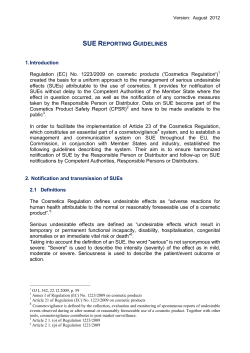 SUE Reporting Guidelines