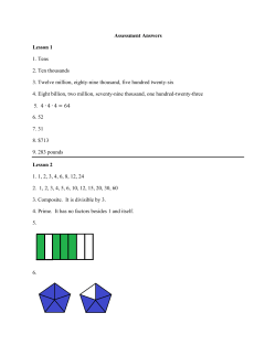 Assessment Answers Lesson 1 1. Tens 2. Ten thousands 3. Twelve