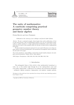 The unity of mathematics: A casebook comprising practical geometry