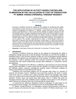 the application of activity based costing are