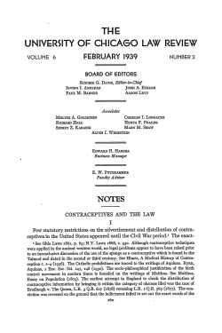 Contraceptives and the Law - Chicago Unbound