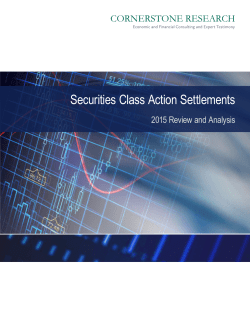 Securities Class Action Settlements&mdash;2015 Review and Analysis