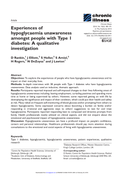 Experiences of hypoglycaemia unawareness amongst