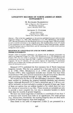 LONGEVITY RECORDS OF NORTH AMERICAN BIRDS