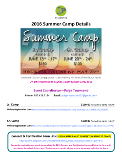2016 Summer Camp Details