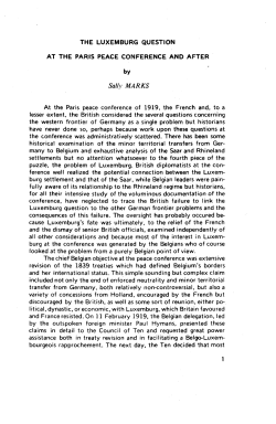 The Luxemburg question at the Paris peace conference and after