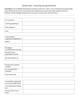 Elevator Pitch &ndash; Presenting Yourself Worksheet