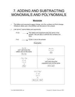 7. ADDING AND SUBTRACTING MONOMIALS AND POLYNOMIALS