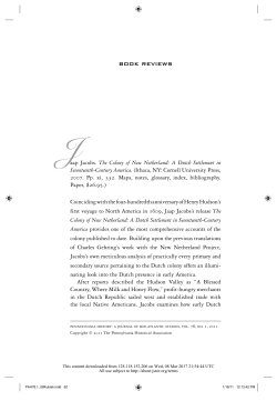 BOOK REVIEWS aap Jacobs. The Colony of New Netherland: A