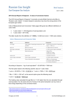 Brief Analysis - East European Gas Analysis