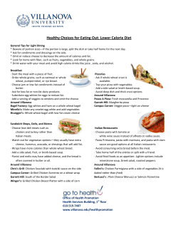 Healthy Choices for Eating Out: Lower Calorie Diet