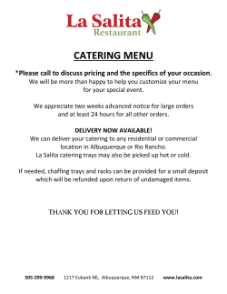 catering menu - La Salita Restaurant
