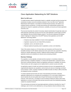 Cisco Application Networking for SAP Solutions