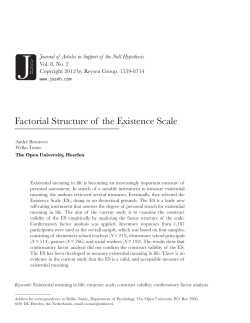 FACTORIAL STRUCTURE OF THE EXISTENCE SCALE