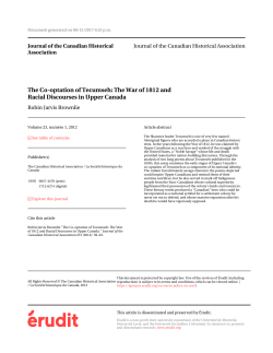 The Co-optation of Tecumseh: The War of 1812 and Racial
