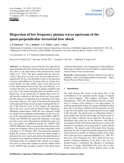 Dispersion of low frequency plasma waves upstream of the quasi