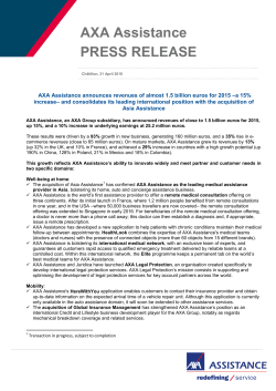 AXA Assistance PRESS RELEASE