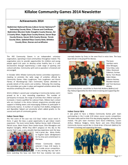 2014 Killaloe Community Games Newsletter