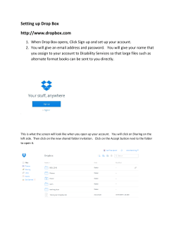 Setting up Drop Box http://www.dropbox.com