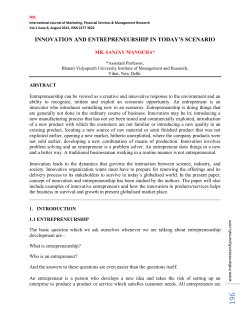 INNOVATION AND ENTREPRENEURSHIP IN TODAY`S SCENARIO