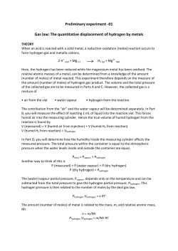 Preliminary experiment -01 Gas law: The quantitative displacement