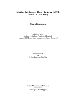 Multiple Intelligences Theory in Action in EFL Classes: A Case Study